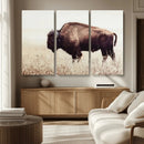 Bison in Field Wall Art Canvas Print For Farmhouse Barn