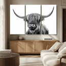 Grayscale Scottish Highland Cow Cattle Art Print Farmhouse by MyGreatCanvas | Canvas Wall Art Prints | Photo Prints & Wall Decor