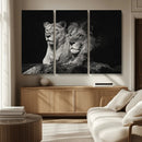 Lion Couple Wall Art Canvas Print – Elegant Black and White