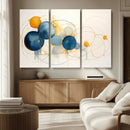 Geometric Blue Orange Abstract Wall Art Canvas, Geometric