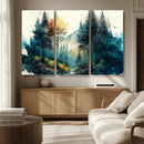 Watercolor Trees Forest Abstract Wall Art Canvas Print,