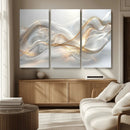 Abstract art Grey and Gold Lines Wall Art