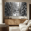 Winter Ski Lift Black and White Canvas Wall Art – Alpine