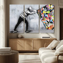 Banksy Art Behind the Curtain Street Wall Art Canvas Print |