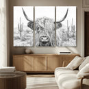 Rustic Charm | Cow Longhorn Black White Bighorn Wall Art by MyGreatCanvas | Canvas Wall Art Prints | Photo Prints & Wall Decor