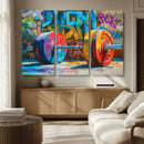 Fitness Gym Barbell Graffiti Wall Art Canvas Print