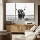 Highland Cow Canvas Wall Art – Majestic Beauty in Black and