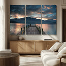 Mountain Lake Wood Pier Canvas Wall Art Nature Lake Print