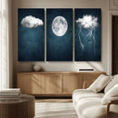 3 Piece Indigo Cloud Wall Art, Thunderstorm Moon Cloud by MyGreatCanvas | Canvas Wall Art Prints | Photo Prints & Wall Decor