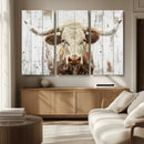 Rustic Longhorn Bull Wall Art Canvas Set – Western-Inspired by MyGreatCanvas | Canvas Wall Art Prints | Photo Prints & Wall Decor