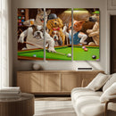 Dogs Playing Pool Canvas Wall Art Funny Gifts Dog Print