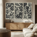 Modern Botanical Wall Art - Floral Black and White Canvas