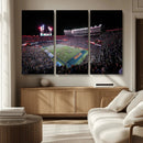 Ben Hill Griffin Stadium Night Game Triple Canvas Wall Art -
