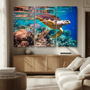 Sea Turtle Wall Art Canvas Print – Vibrant Ocean Coral Reef