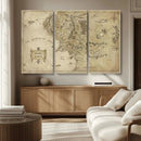 Vintage Middle Earth Map Wall Art Canvas – Lord of the Rings