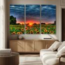 Golden Sunflower Field at Sunset – Breathtaking Sky and
