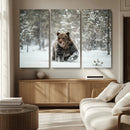 Grizzly Bear Wall Art – Framed Snowy Forest Canvas Artwork, by MyGreatCanvas | Canvas Wall Art Prints | Photo Prints & Wall Decor