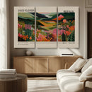 Yayoi Kusama Landscape Canvas Print, Vibrant Floral Mountain