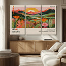 Framed Yayoi Kusama Print, Vibrant Floral Mountain Art