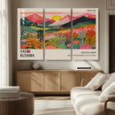 Yayoi Kusama Landscape Canvas Print, Vibrant Floral Mountain Art Print, Framed Botanical Wall Art -