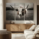 Texas Longhorn Cow Canvas Wall Art Print - Large Rustic