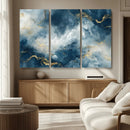 Large Abstract Print - Luxe Blue and Gold Abstract Canvas