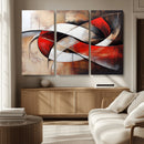 Abstract Wall Art - Modern Red and White Canvas Wall Art