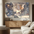 Abstract Blue and Gold Wall Art - Fluid Ink Artwork - Modern
