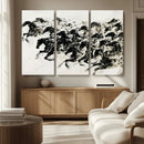Abstract Horse Wall Art Canvas Print - Dynamic Black Ink