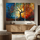 Yggdrasil Tree of Life Mosaic Stained Glass Wall Art Canvas,