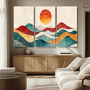 Southwest Mountain Wall Art Canvas Print – Boho Triptych
