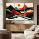 Western Wall Decor - Large Triptych Mountain Canvas - Boho