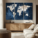Vintage World Map Canvas Wall Art - Framed Map Print for
