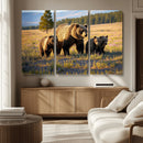Grizzly Bear Family Wall Art Canvas Print – Majestic