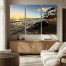 Tropical Beach Wall Art - Stunning Ocean Sunset Canvas Print