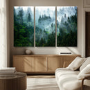 Misty Forest Wall Art Canvas Print – Framed Foggy Mountain