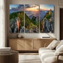 Mountain Sunset Panoramic Wall Art Canvas Print – Framed