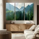 Misty Forest Mountain Wall Art Canvas Print – Framed Serene