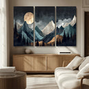 Moonlit Mountain Wall Art Canvas Print – Silhouetted Pines