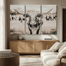 Texas Longhorn Wall Art Canvas Print – Framed Speckled Bull