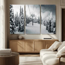 Snowy Pines Wall Art Canvas Print – Framed Ski Lift Winter