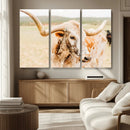 Texas Longhorn Wall Art Canvas Print – Framed Spotted Cow