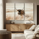 Texas Longhorn Wall Art Canvas Print – Framed Brown Horned
