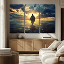 Jesus Walks Wall Art Canvas Print Framed Divine Sunset Art