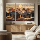 Wood Mountain Wall Art Canvas Print – Framed Boho Abstract