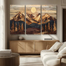 Wood Mountain Landscape Wall Art Canvas Print – Framed