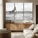 Black and White Surfing Wall Art Canvas Print – Framed Ocean by MyGreatCanvas | Canvas Wall Art Prints | Photo Prints & Wall Decor