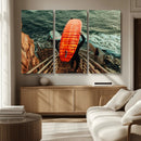 Surfer Stairway Wall Art – Framed Ocean Surf Canvas Artwork, by MyGreatCanvas | Canvas Wall Art Prints | Photo Prints & Wall Decor