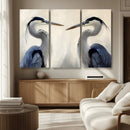 Blue Heron Pair Wall Art Canvas Print – Framed Coastal Bird