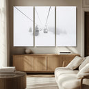 Ski Lift Wall Art Canvas Print – Snowy Alpine Landscape